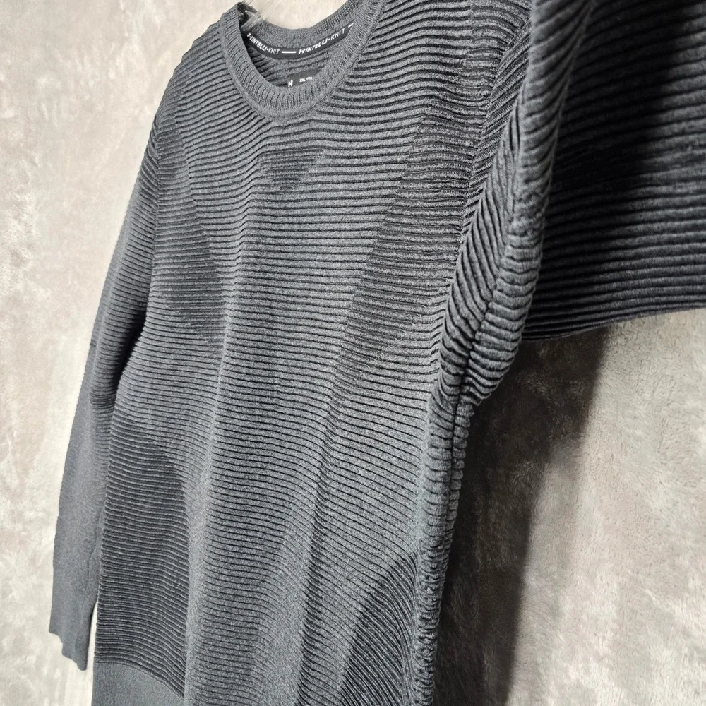 Under Armour Intelli-Knit Shirt Long Sleeve Men XXL Gray Ribbed Performance Gorp